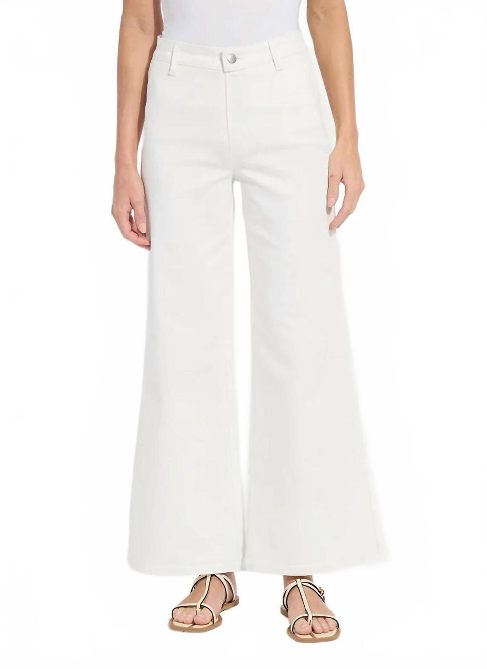 NEW LYSSE wide leg everyday denim jeans in white